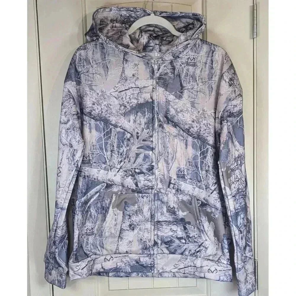 Realtree Edge Hoodie Mens Small Full Zip Camouflage Front Pockets Fleece
